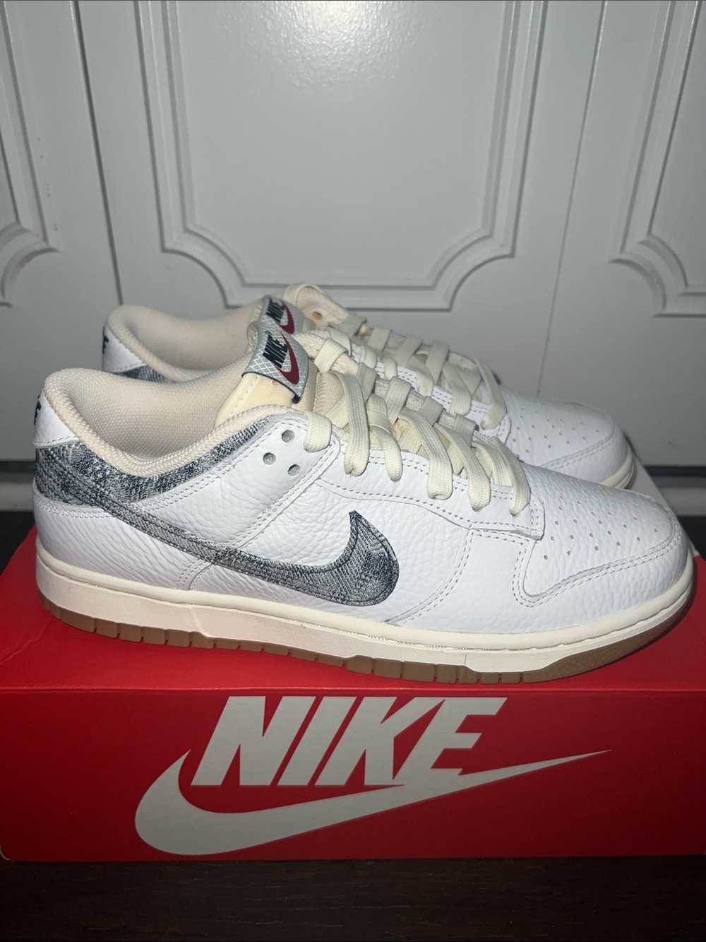 Nike Dunk Low Washed Denim Sneakers, Size: 8.5 (Men) / 10 (Women)